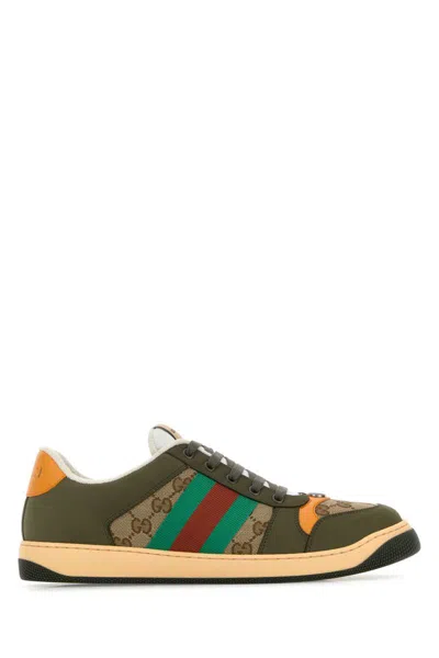 Gucci Men Screener Low-top Leather And Gg Supreme Fabric Sneakers In Multi