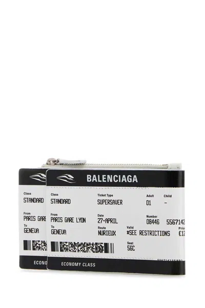 Balenciaga Men Printed Canvas Carta Di Imbarco Passport Card Holder In White