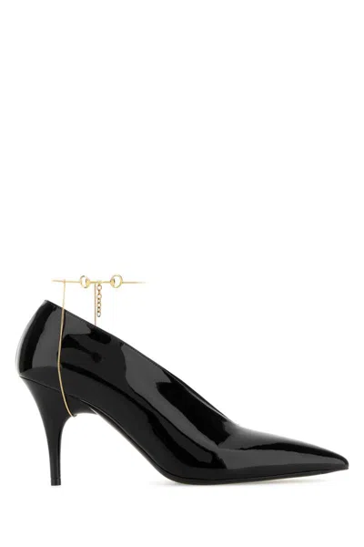 Gucci Musa Vernic Patent Leather Anklet Pumps In Animal Print