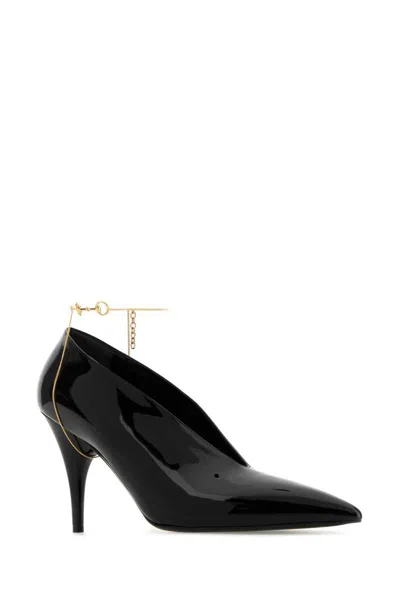 Gucci Musa Vernic Patent Leather Anklet Pumps In Animal Print