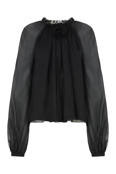 Alberta Ferretti Bottega Veneta Crepe-effect Viscose Jersey Dress In Black