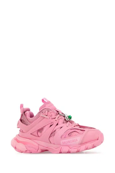 Balenciaga Pink Mesh And Rubber Track Sneakers In Pink