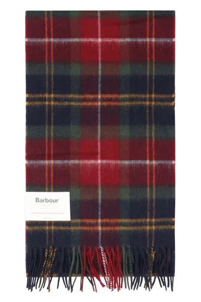 Barbour Tartan Scarf In Wool And Cashmere In Red