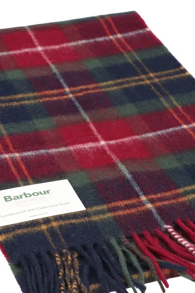 Barbour Tartan Scarf In Wool And Cashmere In Red