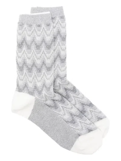 Missoni Zig-zag Cotton Socks In Brown