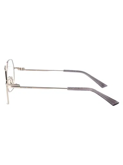 Bottega Veneta Silver-silver-transparent Metal Glasses In Metallic