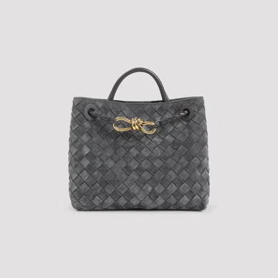 Bottega Veneta Womens Graphite-mb-graphite Andiamo Small Intrecciato Leather-suede Shoulder Bag In Gray