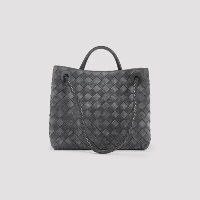Bottega Veneta Womens Graphite-mb-graphite Andiamo Small Intrecciato Leather-suede Shoulder Bag In Gray