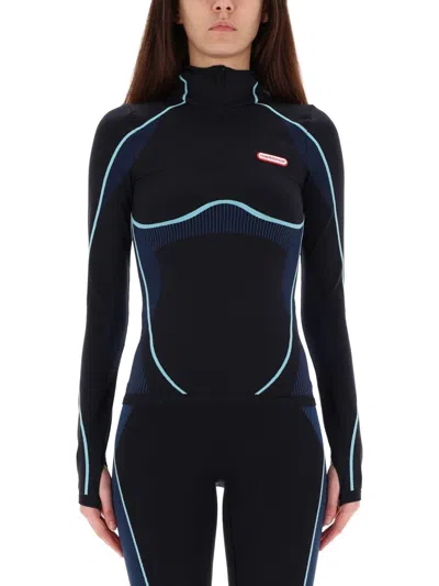 Casablanca Form-fitting Hooded Shirt With High Collar And Contour Detailing In Black