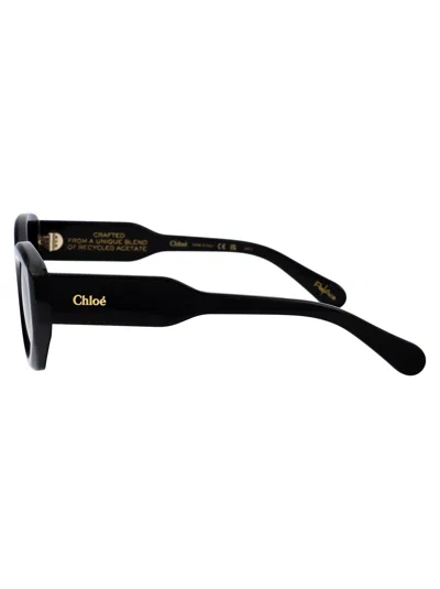 Chloé Black-black-grey Acetate Sunglasses In Black