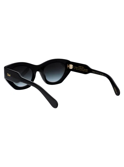 Chloé Black-black-grey Acetate Sunglasses In Black