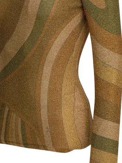 Pucci Iride Print Mock-neck Top In Multi