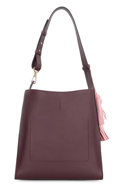 Givenchy Medium Belted Hobo Bag In Leather In Burgundy