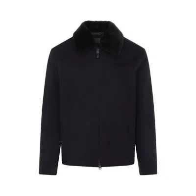 Canali Navy Blue Coach Cashmere Jacket In Neutral