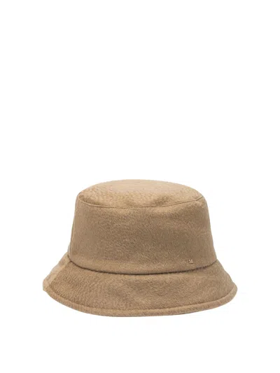 Max Mara Bucket Hat In Camel And Teddy In Brown