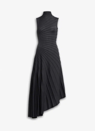 Alaïa Sleeveless High-neck Sculpted Midi Dress In Black