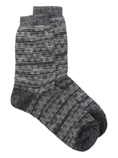 Missoni Zig Zag-pattern Socks In Gray