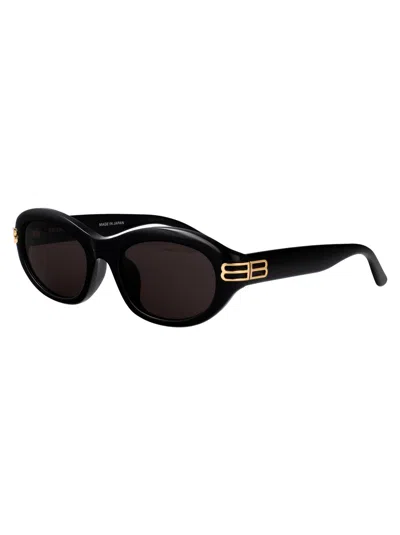 Balenciaga Black-black-grey Recycled Acetate Sunglasses In Black