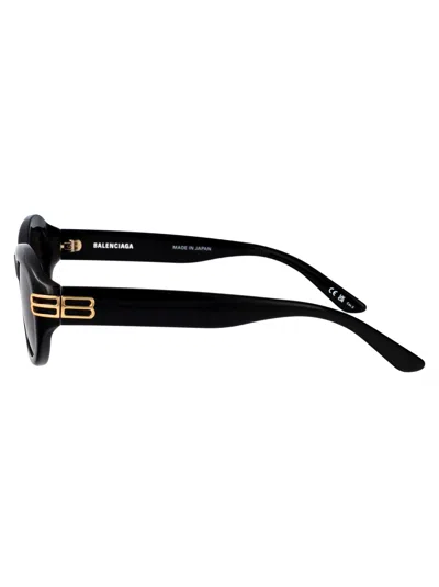 Balenciaga Black-black-grey Recycled Acetate Sunglasses In Black