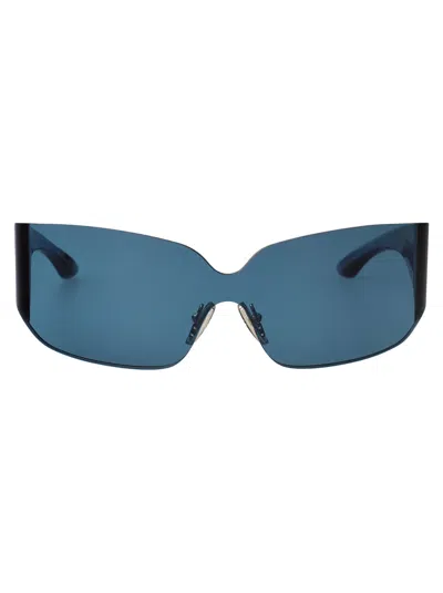 Balenciaga Blue-blue-blue Nylon Sunglasses In Blue