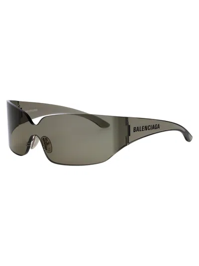 Balenciaga Brown-brown-brown Nylon Sunglasses In Black