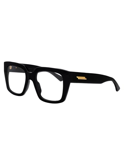 Bottega Veneta Black-black-transparent Recycled Acetate Glasses In Black