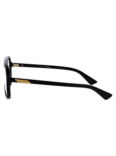 Bottega Veneta Black-black-transparent Recycled Acetate Glasses In Black