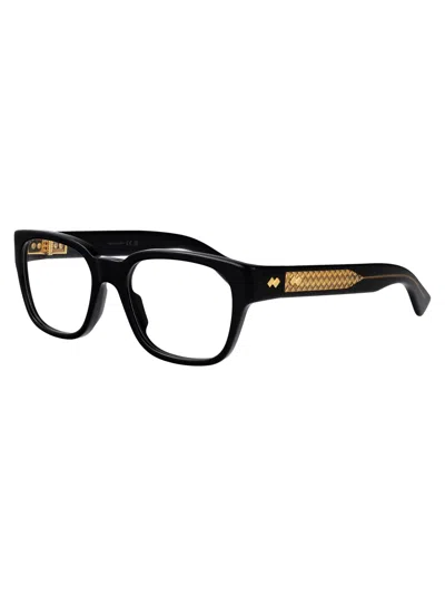 Bottega Veneta Black-black-transparent Recycled Acetate Glasses In Black
