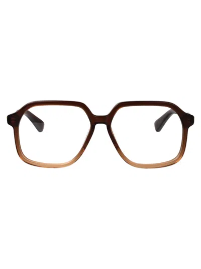Bottega Veneta Brown-brown-transparent Recycled Acetate Glasses In Multi