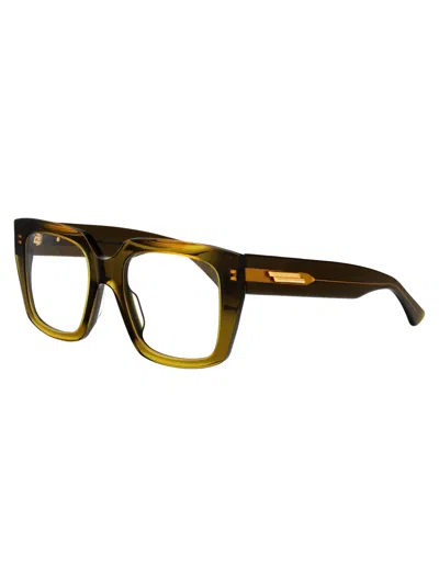 Bottega Veneta Green-green-transparent Recycled Acetate Glasses In Brown