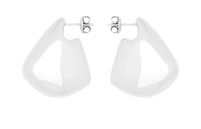 Bottega Veneta Silver Fin Earrings In White