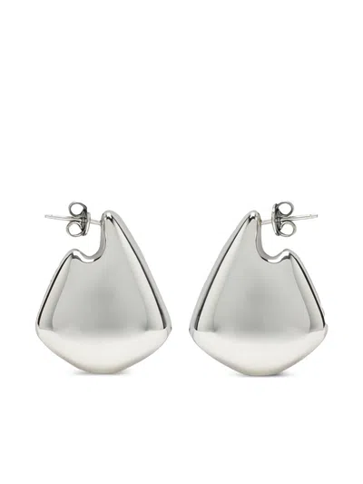Bottega Veneta Silver Fin Earrings In White