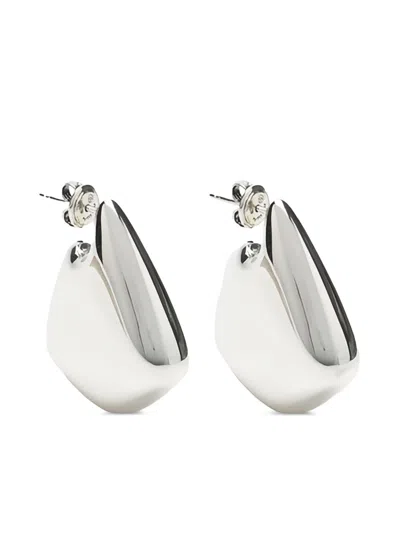 Bottega Veneta Silver Fin Earrings In White