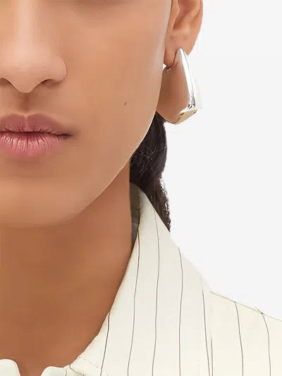 Bottega Veneta Silver Fin Earrings In White