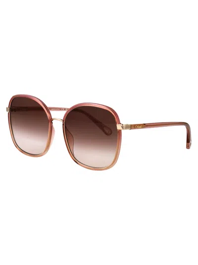 Chloé Chloe Squared Sunglasses Ch0031 S 021 In Brown