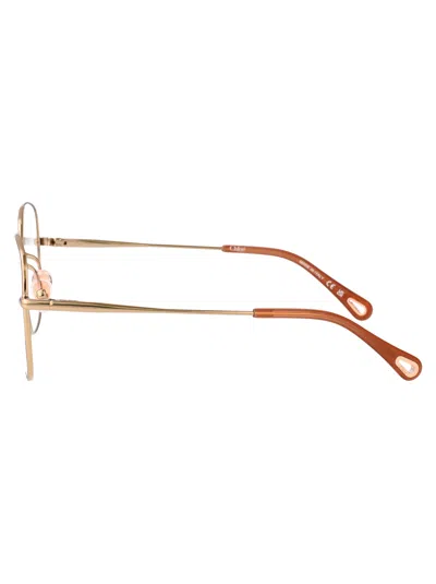Chloé Red-red-transparent Metal Glasses In Gold