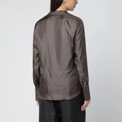 Dries Van Noten Brown Printed Silk Shirt In Brown