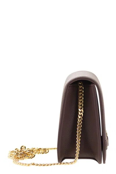 Elisabetta Franchi Shoulder Strap With Groumette Chain In Brown