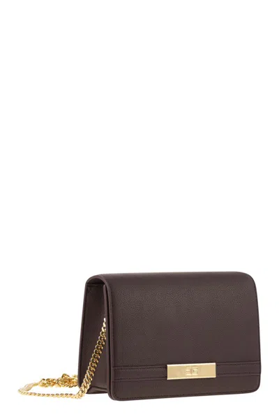 Elisabetta Franchi Shoulder Strap With Groumette Chain In Brown