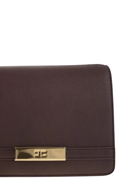 Elisabetta Franchi Shoulder Strap With Groumette Chain In Brown