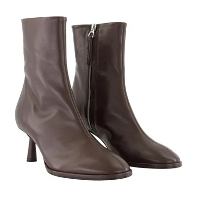 Aeyde 65mm Dorothy Leather Ankle Boots In Brown