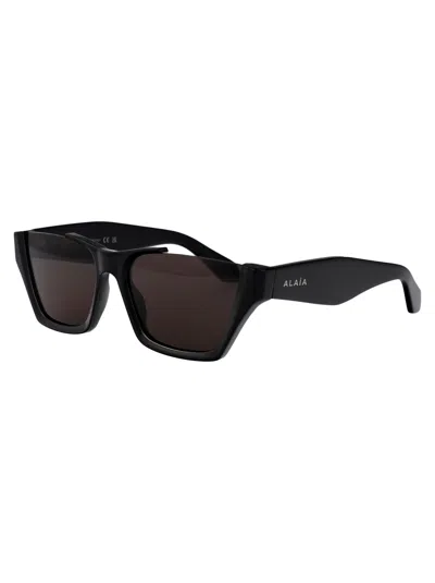 Alaïa Alaia Black-black-grey Recycled Acetate Sunglasses In Black