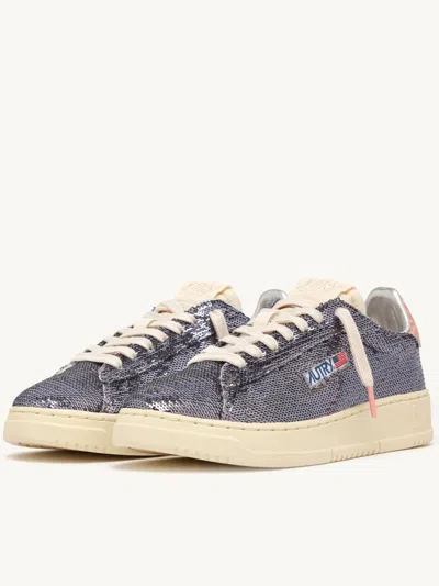 Autry "dallas Low Sparkling" Sneaker In Gray