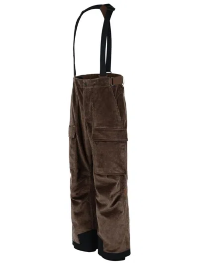 Moncler Grenoble Brown Corduroy Padded Ski Overalls In Black