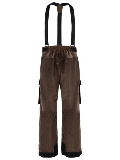 Moncler Grenoble Brown Corduroy Padded Ski Overalls In Black