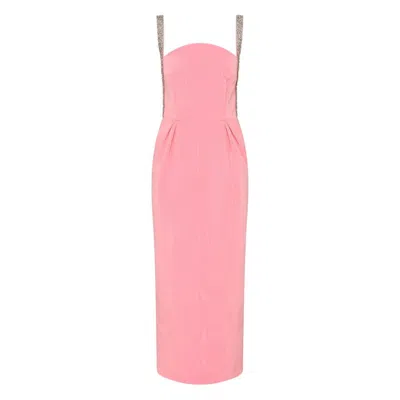 Rebecca Vallance Womens Pink Amaro Diamante-embellished Crepe Midi Dress
