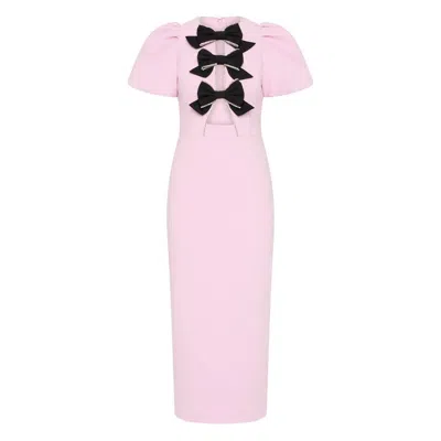 Rebecca Vallance Nemy Bow-embellished Crepe Midi Dress In Pink