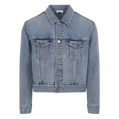 Fear Of God Light Blue Denim Jacket With Button-up Front And Vintage Finish In Blue