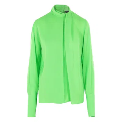 Tom Ford Keyhole Cutout Washed Silk Georgette Top In Green