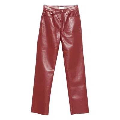 Agolde Leather Blend Straight Leg Pants In Red